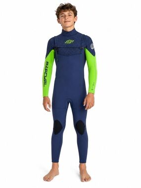 Rip Curl Dawn Patrol Youth 16 4/3 Chest Zip Wetsuit Blue Green NWT